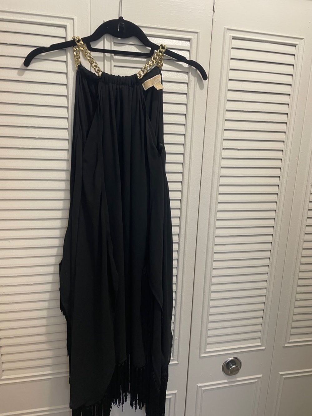 MICHAEL Michael Kors Black Maxi Dress with Gold Chain Straps